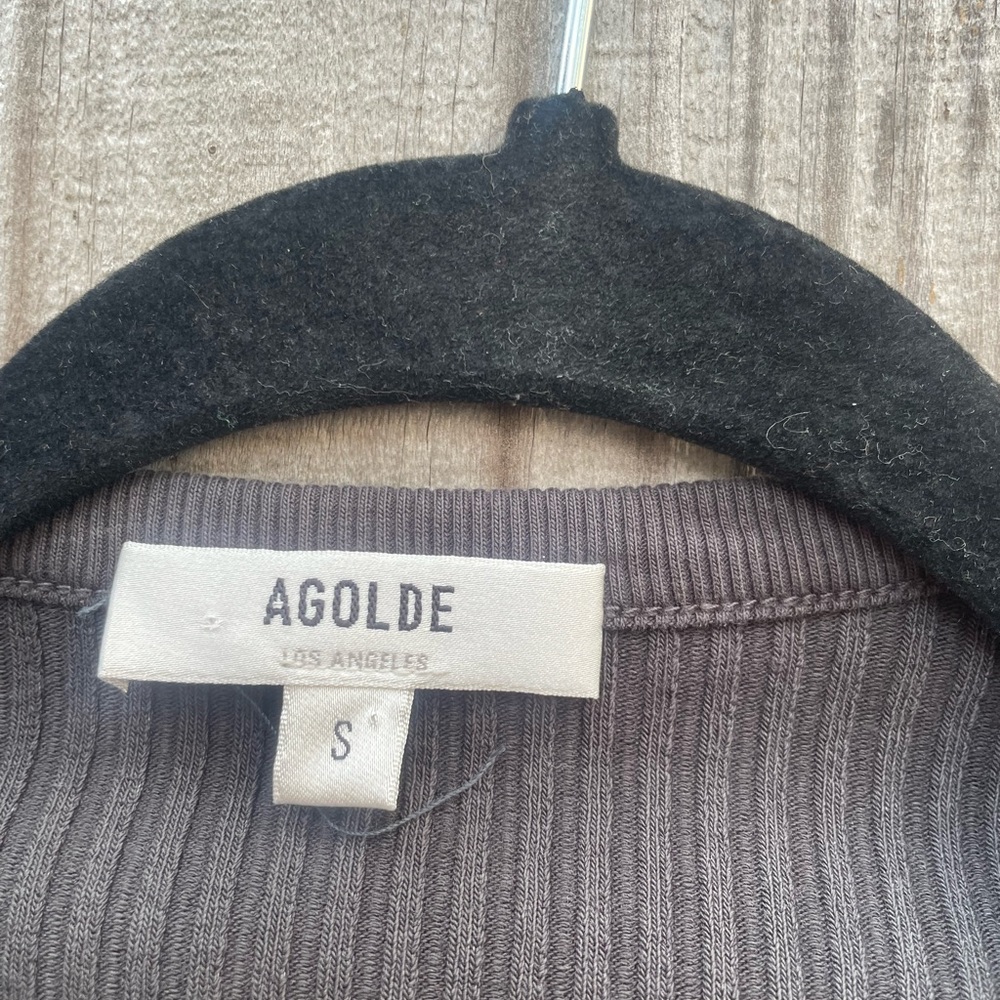 AGOLDE Tavi Deep V Neck Ribbed Long Sleeve Top - Picture 5 of 6
